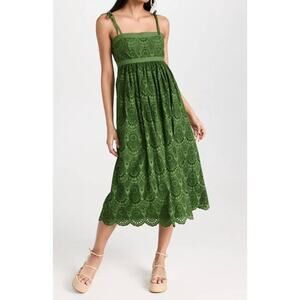 Ulla Johnson Matilde Eyelet Midi Dress Lichen Green Cotton Sage 2 Spring 2026